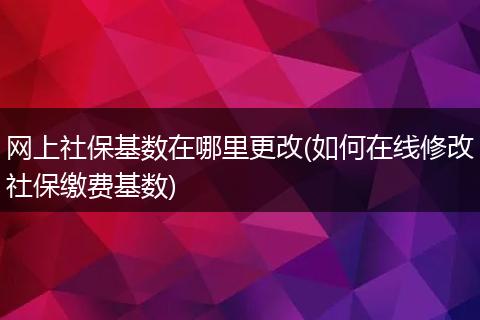 网上社保基数在哪里更改(如何在线修改社保缴费基数)