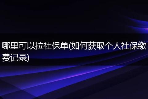 哪里可以拉社保单(如何获取个人社保缴费记录)