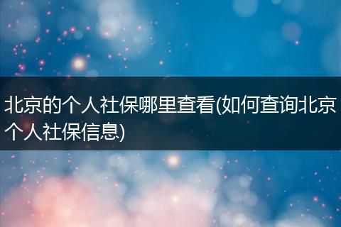 北京的个人社保哪里查看(如何查询北京个人社保信息)