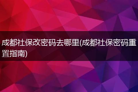 成都社保改密码去哪里(成都社保密码重置指南)