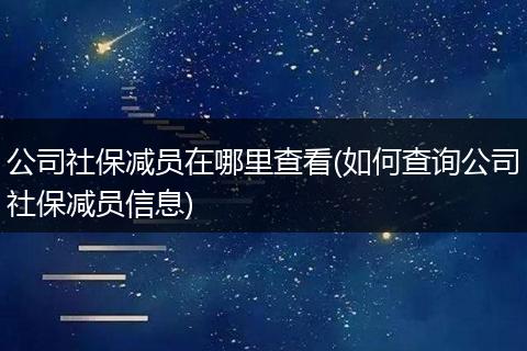 公司社保减员在哪里查看(如何查询公司社保减员信息)