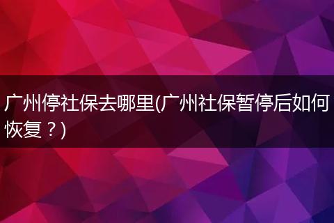 广州停社保去哪里(广州社保暂停后如何恢复？)