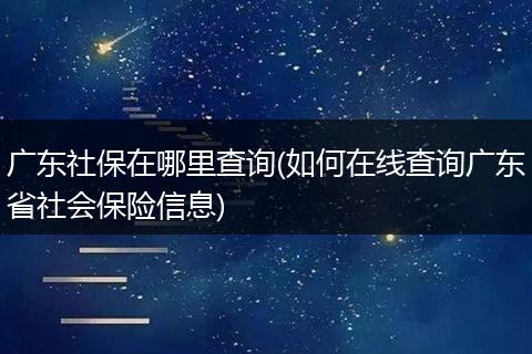 广东社保在哪里查询(如何在线查询广东省社会保险信息)