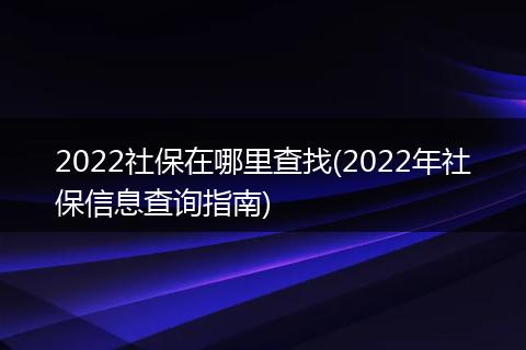 2022社保在哪里查找(2022年社保信息查询指南)