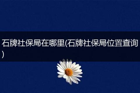 石牌社保局在哪里(石牌社保局位置查询)