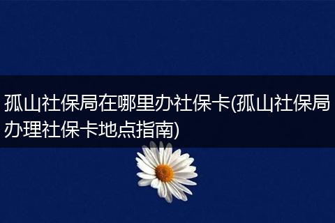孤山社保局在哪里办社保卡(孤山社保局办理社保卡地点指南)