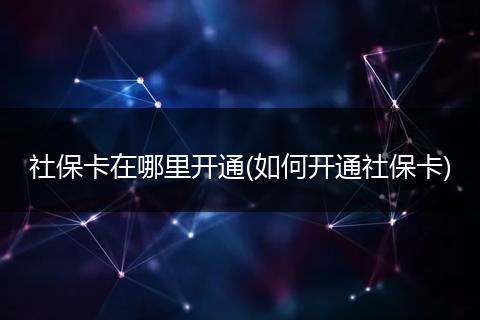 社保卡在哪里开通(如何开通社保卡)