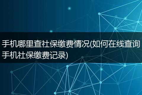手机哪里查社保缴费情况(如何在线查询手机社保缴费记录)