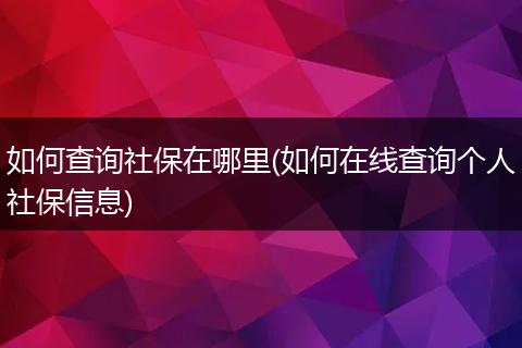 如何查询社保在哪里(如何在线查询个人社保信息)