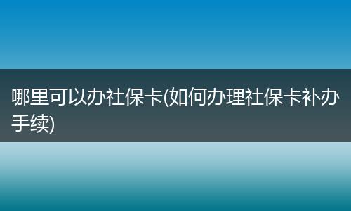 哪里可以办社保卡(如何办理社保卡补办手续)