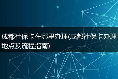 成都社保卡在哪里办理(成都社保卡办理地点及流程指南)