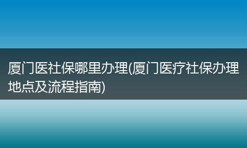 厦门医社保哪里办理(厦门医疗社保办理地点及流程指南)