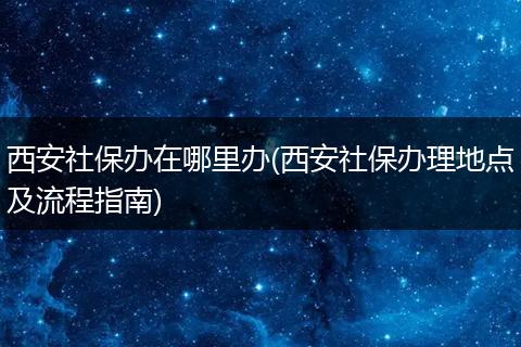 西安社保办在哪里办(西安社保办理地点及流程指南)