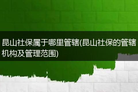 昆山社保属于哪里管辖(昆山社保的管辖机构及管理范围)