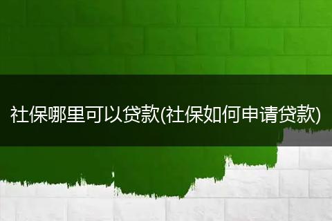 社保哪里可以贷款(社保如何申请贷款)