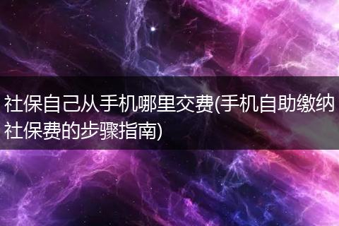 社保自己从手机哪里交费(手机自助缴纳社保费的步骤指南)