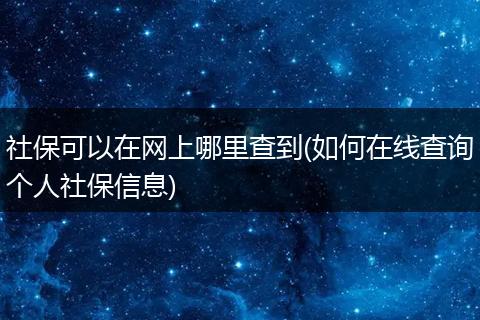 社保可以在网上哪里查到(如何在线查询个人社保信息)