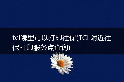 tcl哪里可以打印社保(TCL附近社保打印服务点查询)