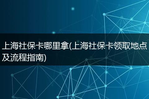 上海社保卡哪里拿(上海社保卡领取地点及流程指南)