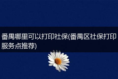 番禺哪里可以打印社保(番禺区社保打印服务点推荐)