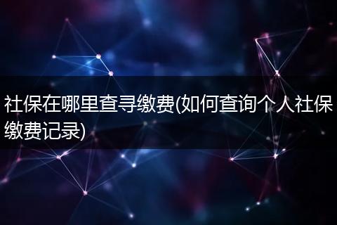 社保在哪里查寻缴费(如何查询个人社保缴费记录)