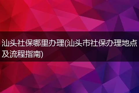 汕头社保哪里办理(汕头市社保办理地点及流程指南)