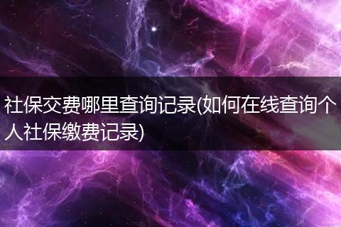 社保交费哪里查询记录(如何在线查询个人社保缴费记录)