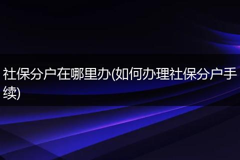 社保分户在哪里办(如何办理社保分户手续)