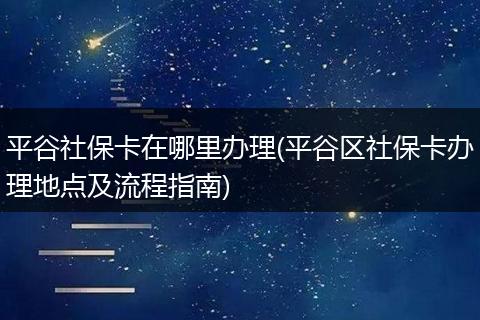 平谷社保卡在哪里办理(平谷区社保卡办理地点及流程指南)
