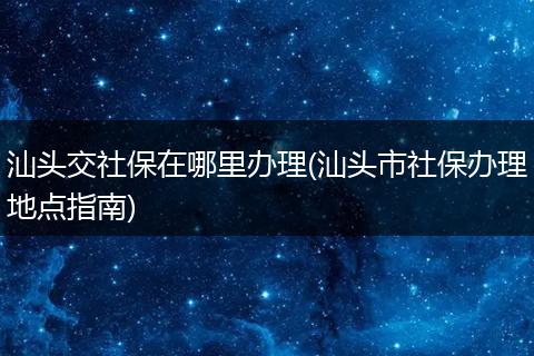 汕头交社保在哪里办理(汕头市社保办理地点指南)
