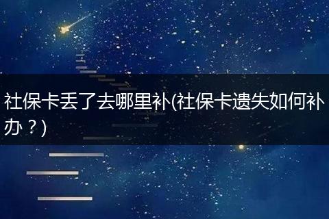 社保卡丢了去哪里补(社保卡遗失如何补办？)