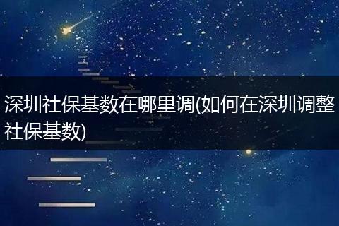 深圳社保基数在哪里调(如何在深圳调整社保基数)