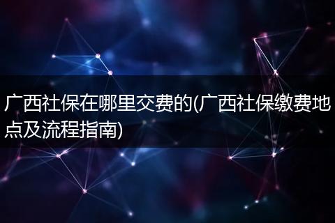 广西社保在哪里交费的(广西社保缴费地点及流程指南)