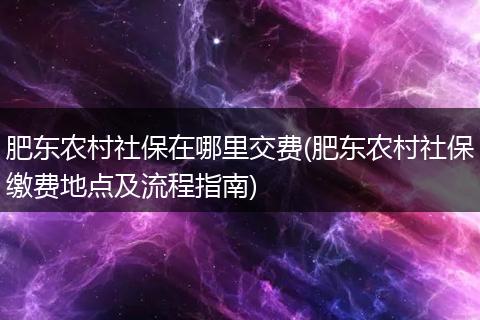 肥东农村社保在哪里交费(肥东农村社保缴费地点及流程指南)