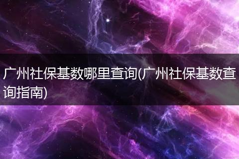 广州社保基数哪里查询(广州社保基数查询指南)