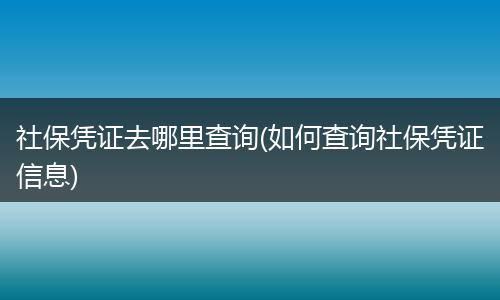 社保凭证去哪里查询(如何查询社保凭证信息)