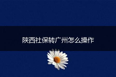陕西社保转广州怎么操作