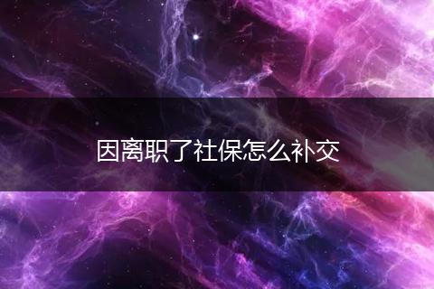 因离职了社保怎么补交