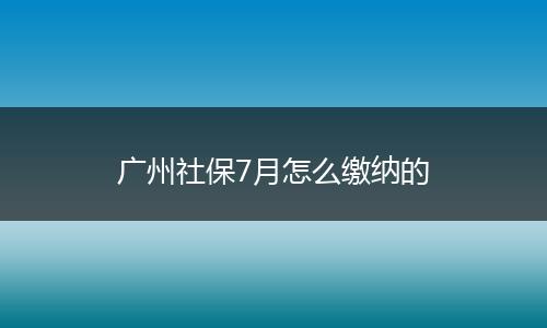 广州社保7月怎么缴纳的