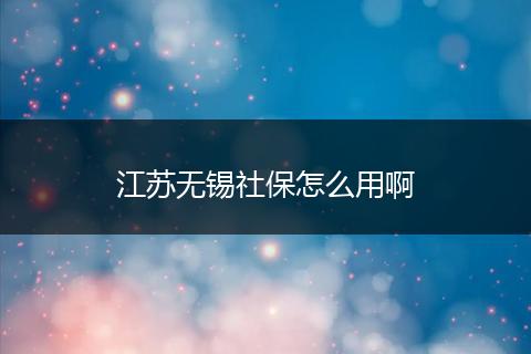 江苏无锡社保怎么用啊