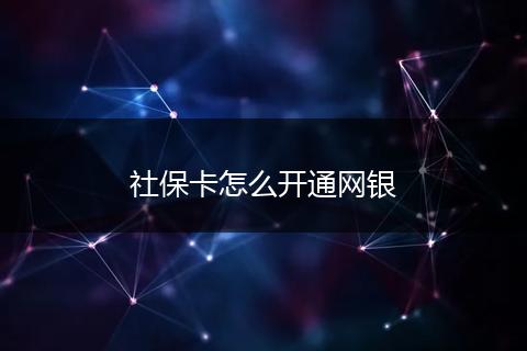 社保卡怎么开通网银