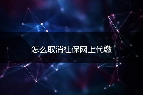 怎么取消社保网上代缴