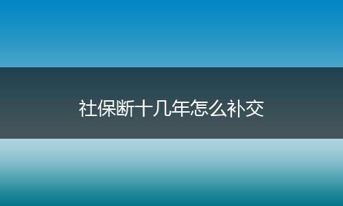 社保断十几年怎么补交