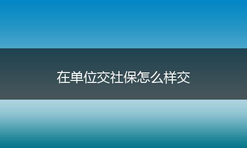 在单位交社保怎么样交