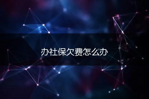 办社保欠费怎么办