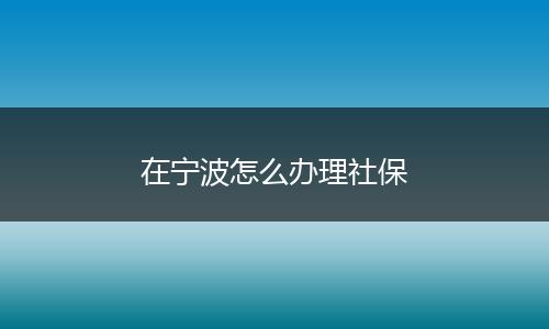 在宁波怎么办理社保