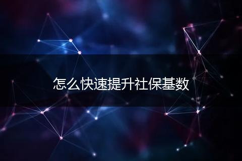 怎么快速提升社保基数