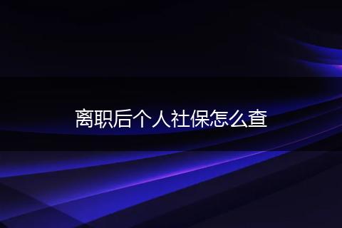 离职后个人社保怎么查
