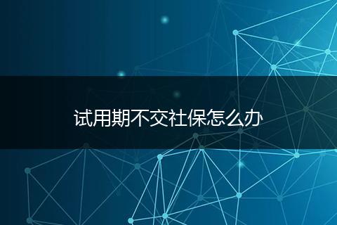 试用期不交社保怎么办