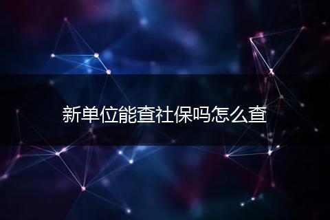 新单位能查社保吗怎么查